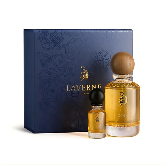 Laverne Riyadh Soir Eau de Parfum Set 100ml and 10ml bottles.