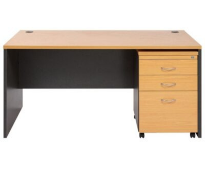 Modern office desk with pedestal drawers for workspace storage