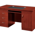 Executive wooden office desk with storage drawers and spacious work surface