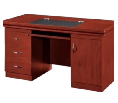 Executive wooden office desk with storage drawers and spacious work surface