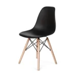 Dining chair with wooden legs and molded plastic seat