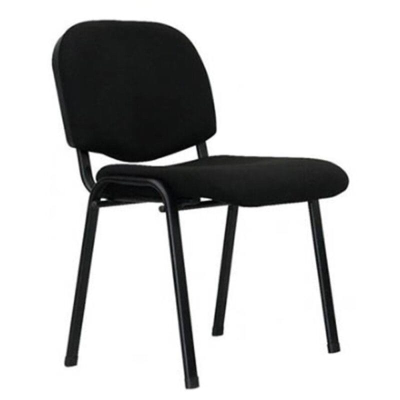 visitor chair black fabric padded office chair front view