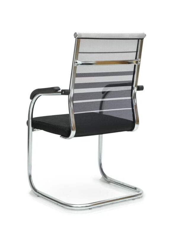 mesh office chair dual tone black white chrome frame front view