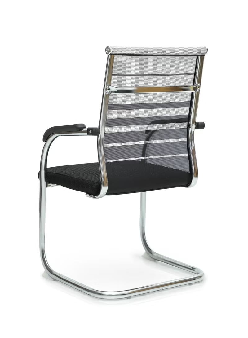 httpsraziri.com-furniture - visitors chairs - qatar (4) mesh office chair dual tone black white chrome frame front view