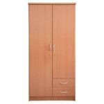 Wooden cupboard with 2 doors and drawers for home and office storage