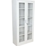 Glass door steel cabinet for office file and document storage