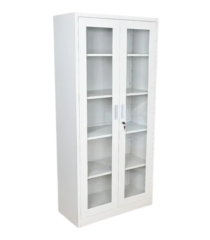 Glass door steel cabinet for office file and document storage