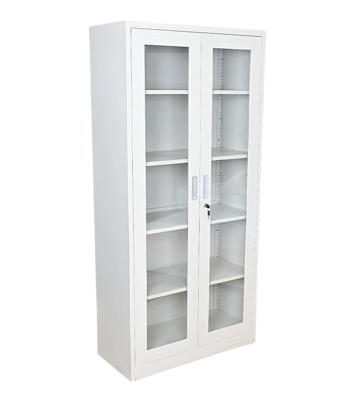 Glass door steel cabinet for office file and document storage