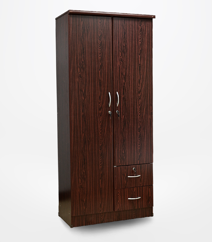 2 door wooden wardrobe for clothes storage in bedroom and home