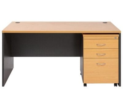 Modern office desk with pedestal drawers for workspace storage