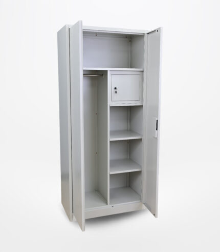 Steel wardrobe clothes storage cabinet for home and office use Metal wardrobe cabinet with spacious interior storage design