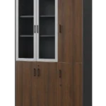 Wooden office cabinet with glass storage