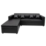 PKW01 black faux leather L-shaped sofa se
