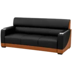 PKW05 black 3-seater modern leather office sofa