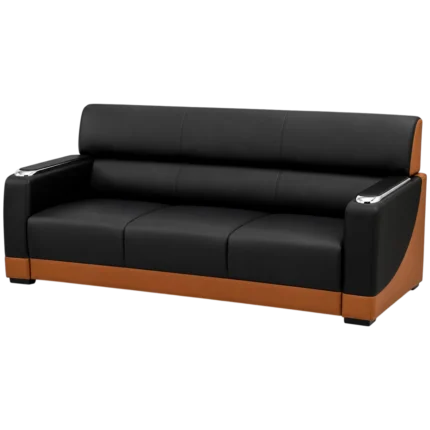 PKW05 black 3-seater modern leather office sofa