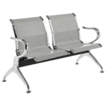 Silver waiting room bench chair with two ergonomic seats