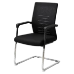 Ergonomic mesh visitor office chair with cushioned seat and fixed armrests
