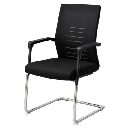 Ergonomic mesh visitor office chair with cushioned seat and fixed armrests