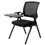 Foldable mesh training chair with writing pad