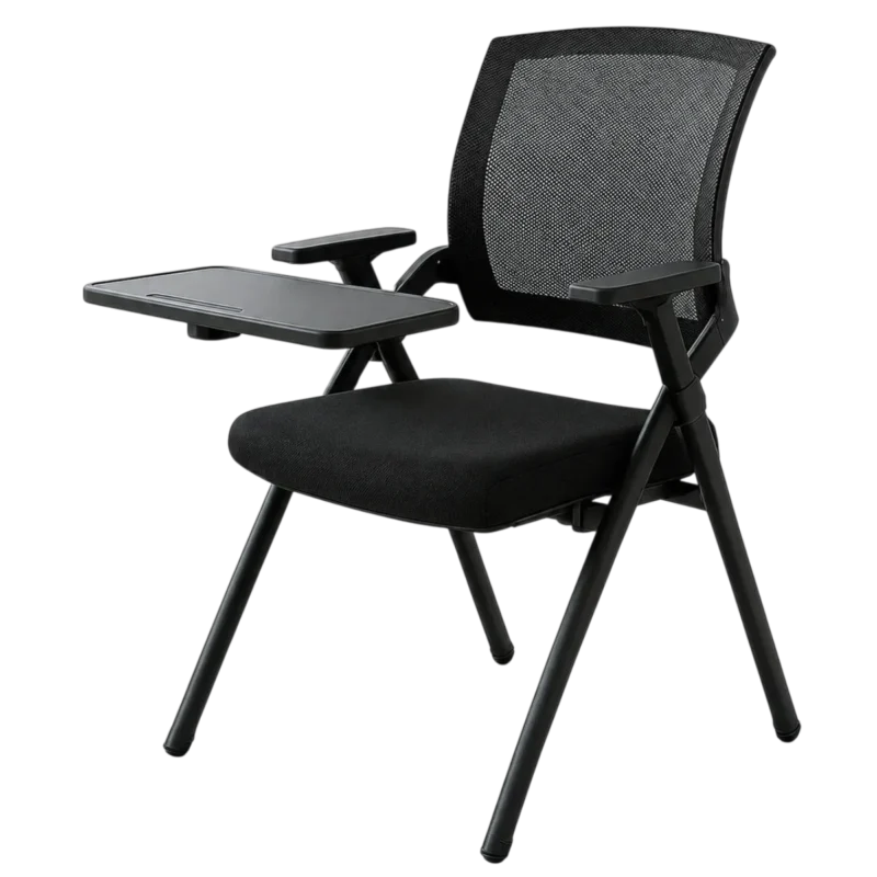 Foldable mesh training chair with writing pad