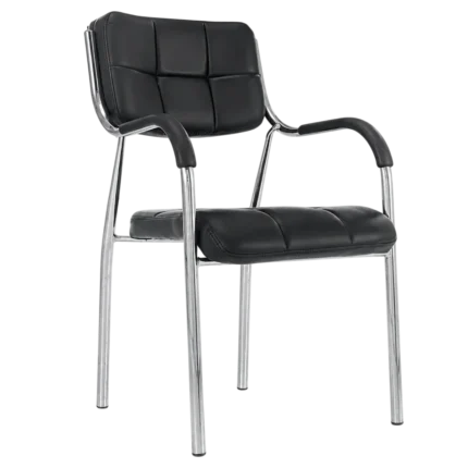 Metal frame high-back ripple leather visitor chair
