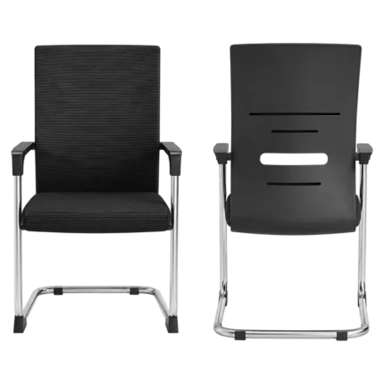 Fixed mid-back mesh office visitor chair with armrest