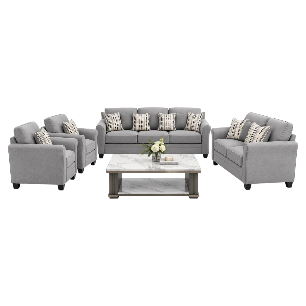 Raziri_Product_247 (3) Grey linen fabric living room furniture set with 3-seater sofa, loveseat and armchairs