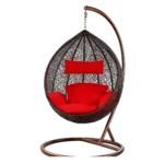 Swing chair with stand and red cushion