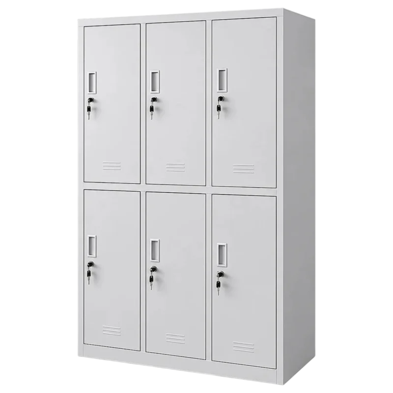 ray 6-compartment steel locker with clothing rod
