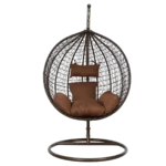 Brown swinging chair for indoor and outdoor relaxation