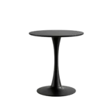 Black round pedestal dining table with tulip base