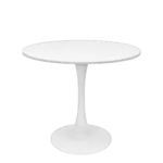 White round pedestal dining table with tulip base